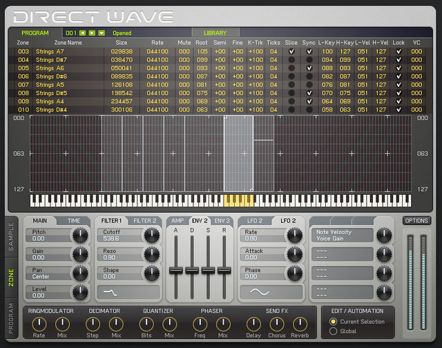 You can play but not edit sampler patches in Direct Wave Player.